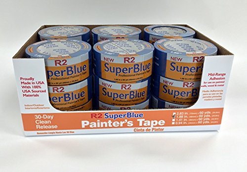 2 x 60 Yards 5.6 Mil Made in USA Multi-Surface Blue Painters Masking Tape Shrinked Wrap Small Pack 10 Rolls