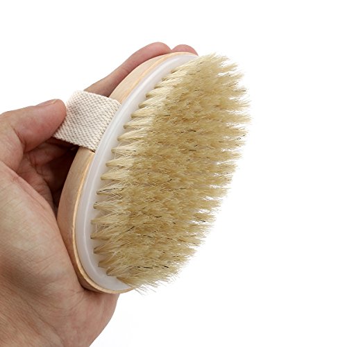 Pixnor Professional Wooden Dry Skin Body Brush with Natural Bristles