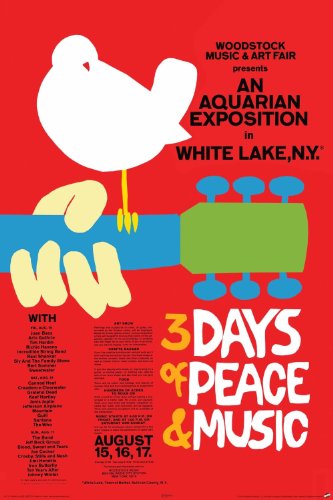 Woodstock (3 Days of Peace & Music, Red) Music Poster Print