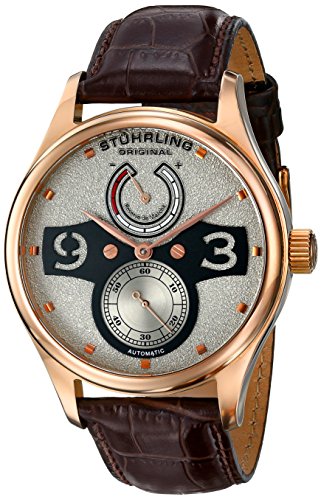 Stuhrling Original Khepri Men's Automatic Watch with Grey Dial Analogue Display and Brown Leather Strap 712.04