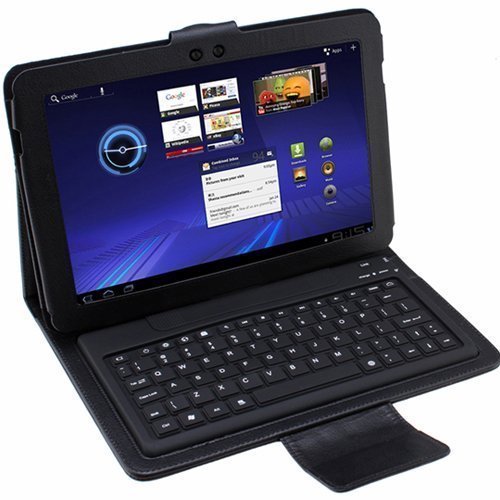 DragonPad Bluetooth Keyboard with Folding Leather Cover Case and Stand for Samsung Galaxy Tab 10.1-inch P7500 / P7510 (Black)