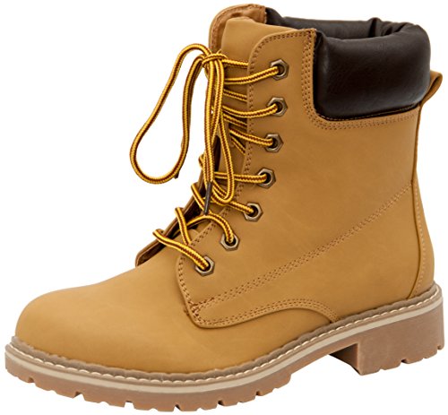 Forever Broadway-3 Women's Combat Lace Up Padded Outdoor Work Shoes Ankle Short Boots,10 B(M) US,Camel