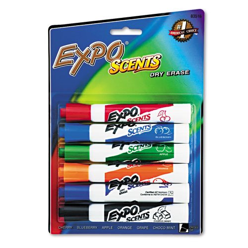 Expo Scents Chisel Tip Dry Erase Markers, 6 Colored Markers (83516)