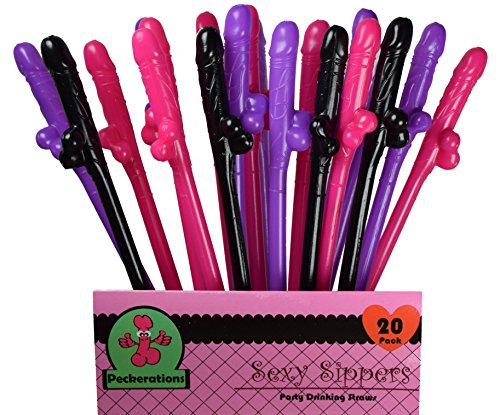 Peckerations Bachelorette Party Drinking Straws - 20 Pack (Sexy Sippers)