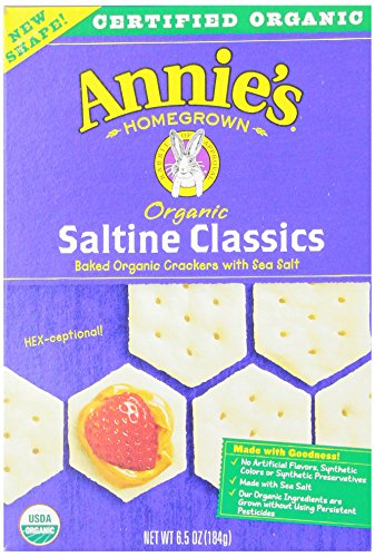 Annie's Homegrown Organic Bunny Classic Crackers Saltines, 6.5 Ounce Boxes (Pack of 6)