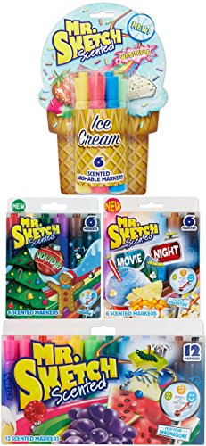 Sanford Mr. Sketch Scented Watercolor Markers, Chisel-Tip, 30 Pack, Includes Original, Movie Night, Holiday, and Ice Cream Sets