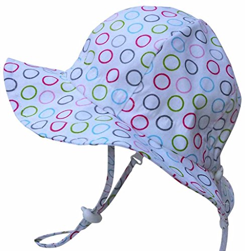 Baby 50+ UPF Sun Protection Hat, Size Adjustable Breathable with Chin Strap (S: 0 - 9m, Bubbles)
