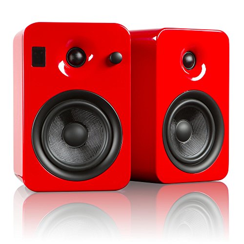 Kanto YUMIREDGL Powered Bookshelf Speakers with Bluetooth Technology (Red Gloss)