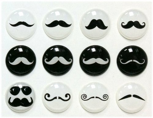Red Rock Black and White Mustache Styles 12 Pieces Home Button Stickers for iPhone 5 4/4s 3GS 3G, iPad 2, iPad Mini, iPod Touch