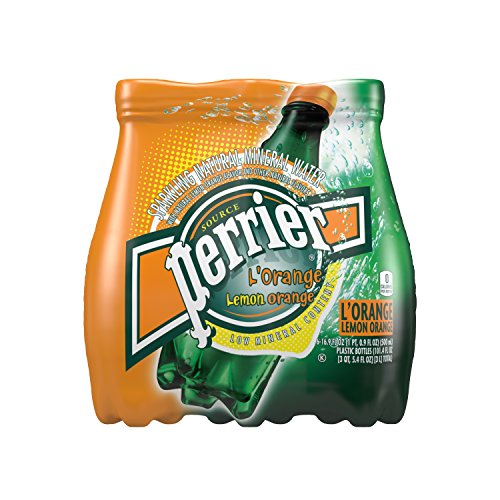 Perrier Sparkling Natural Mineral Water, L'Orange/Lemon Orange 16.9-ounce plastic bottles (Pack of 6)