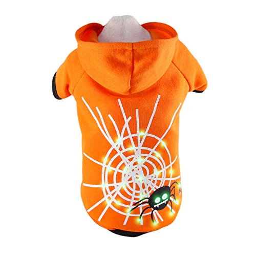 Royal Wise Fashion Pet Dog LED Light up Spider Hoodie Sweater Coat Clothes (S)