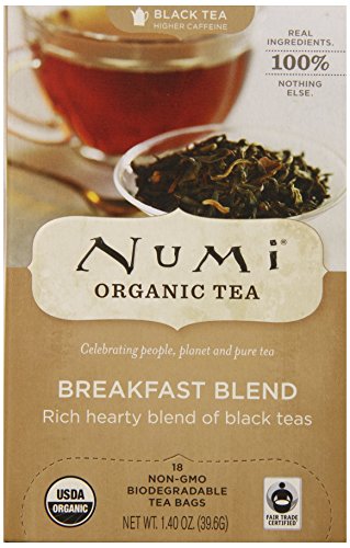 Numi Organic Tea Fair Trade Breakfast Blend  - Morning Rise - Full Leaf Black Tea in Teabags, 18-Count Box (Pack of 6)