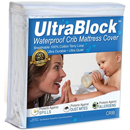 UltraBlock Crib Size Waterproof Mattress Protector - Premium Soft Cotton Terry Cover