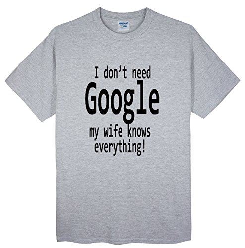 TeesRoom Men's I don¡¯t Need Google My Wife Knows Everything T-shirt Tees RS Sport Grey 3XL