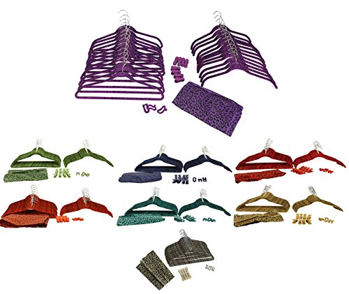 60-Piece Flocked Non Slip Velvet Chrome Clothes Hanger Set w/ Clips, Hooks & Bag