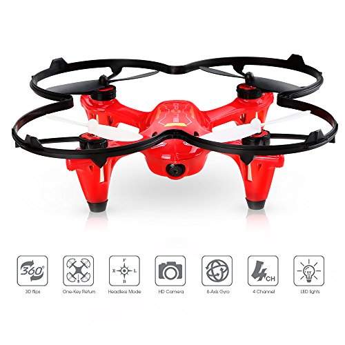 DEERC HS170C Predator 2 Mini RC Quadcopter Drone with HD Camera 2.4Ghz 4 CH 6 Axis Gyro Helicopter,Multicolor BLACK\RED