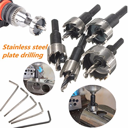 MOHOO 5PCS 16/18.5/20/ 25/30mm HSS Drill Bit Hole Saw Stainless High Speed Steel Metal Alloy