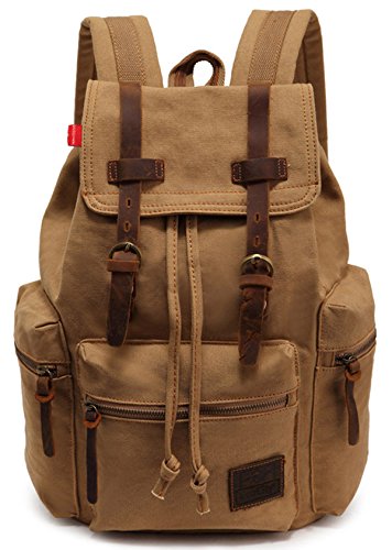 EcoCity Vintage Canvas Backpack Rucksack Schoolbag (khaki)