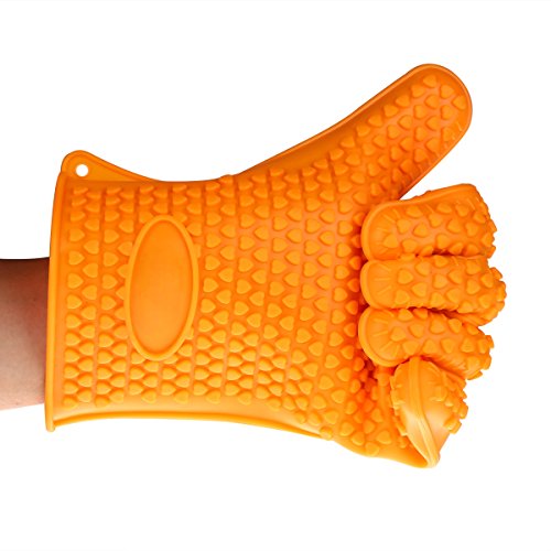 Crenova Silicone Glove Heat Resistance Protection Outdoor BBQ Grilling Gloves Cooking Baking Potholder Oven Mitts Home Kichen Washing Helper