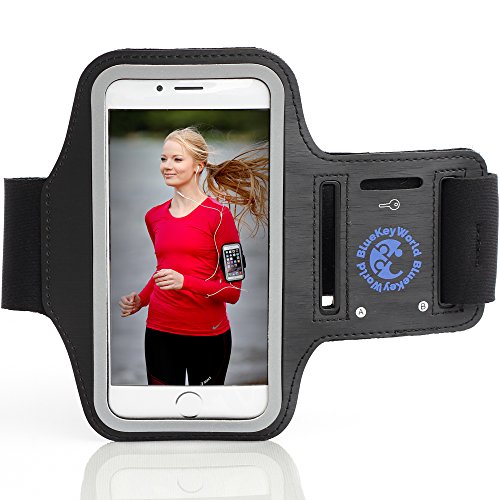 iPhone 6 PLUS Armband - iPhone 6S PLUS Armband - Premium - For Running and All Sports - Lightweight, Key Holder, Headphone Ports - From Blue Key World