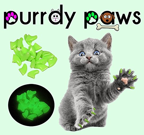 NEW Ultra Glow-in-the-dark Soft Nail Caps for Cat Claws * Purrdy Paws Brand (Small)