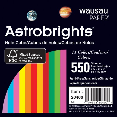 Neenah Astrobrights Note Cube, 3.5 X 3.5 Inches, Assorted, 550 Count (20400)