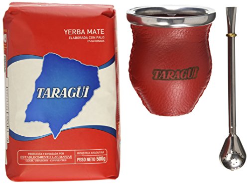 Taragui Yerba Mate + Bombilla + Glass & Leather Gourd