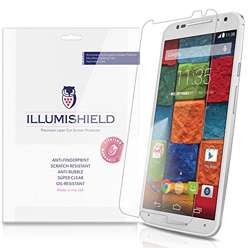 iLLumiShield - Motorola Moto X Screen Protector (2014) (2nd Generation) with Lifetime Replacement Warranty - Japanese Ultra Clear HD Film with Anti-Bubble and Anti-Fingerprint - High Quality (Invisible) LCD Shield - [3-Pack] OEM / Retail Packaging