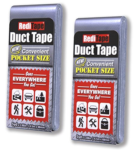 RediTape Pocket Duct Tape 2-Pack | 1.88 inches x 5 yards per Flat Pack (Twin Silver)