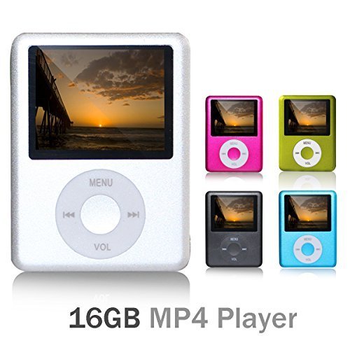 Lecmal Economic Mp3 MP4 Player - 16G Micro SD Card included (Silver) , 1.81 LCD Slim Portable Mp3/Mp4, Mp3Player?Voice Recorder?Mp4Player Music Player? Video Player?Media Player?Audio player With Photo Viewer?Games?Movie?E-book Reader,with Play Modes: Normal, Repeat Once, Repeat All, Random. + Mini USB2.0 cables
