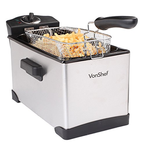 VonShef Stainless Steel Deep Fryer 15-Cup 2.6 Pound Food Capacity