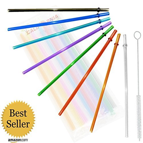 24oz, Rainbow Colored Replacement Acrylic Straw Set of 8 /With Cleaning Brush