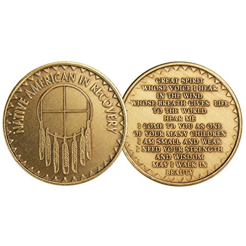 Native American In Recovery Great Spirit Bronze Medallion Chip AA Alcoholics Anonymous