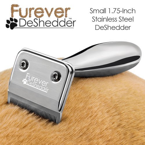 Furever Deshedder Stainless Steel Pet Hair Deshedding Grooming Brush - Small 1.75-Inch Comb - Perfect Tool For Cats and Small Dogs - Helps Prevent Shedding and Hairballs