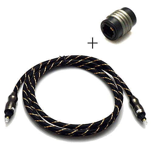 VONOTO 1.5M 3 Feet Digital Fiber Optical Audio Toslink Male to Female Extension Cable with Optical Male to Female adapter connector & Metal Metal Connectors