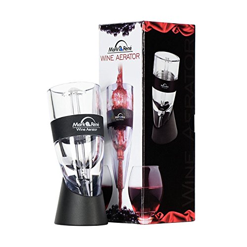 Mark René 3 Stage Wine Aerator Decanter for Wine Lovers FDA Approved Comes with No-drip Stand & Carrying Pouch in Elegant Presentation Box