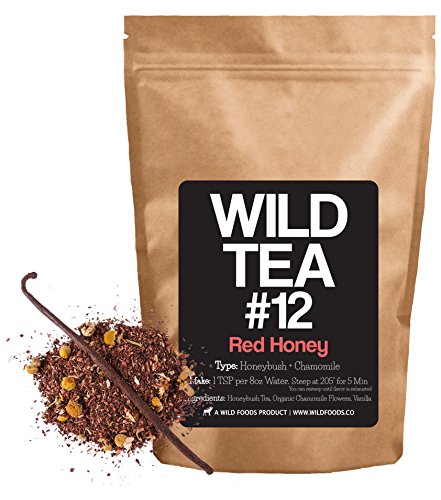 Organic Chamomile and Honeybush Tea with Vanilla Bean, Wild Tea #12 Red Honey Herbal Tea with Chamomile Flowers