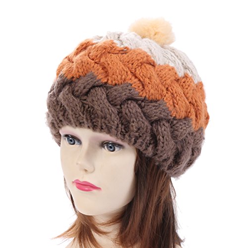 Damara Women's Winter Knitted Cony Hair Beanie Hats