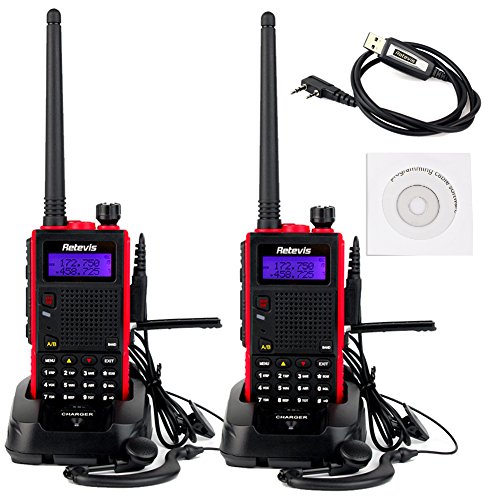 Retevis RT5 2 Way Radio 5W Dual Band VHF/ UHF 136-174/400-520 MHz 128 Channel Scan VOX FM Radio Flashlight Walkie Talkies Ham Radio Transceiver (2 Pack) and Programming Cable