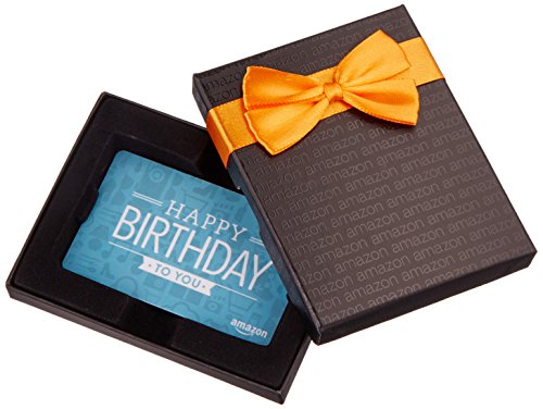 Amazon.com Gift Card for Any Amount in a Black Gift Box (Birthday Icons Card Design)
