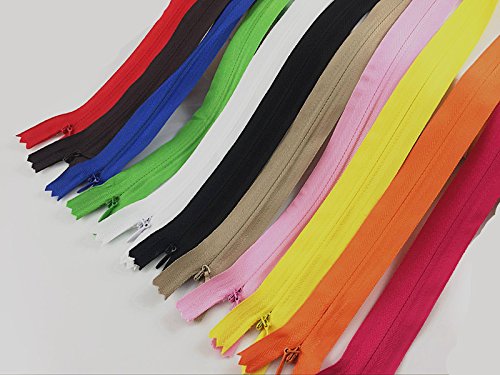 YAKA 33pcs Nylon Invisible Zippers Tailor Sewing Tools Garment Accessories 11 Inch Invisible Zippers 11 Color