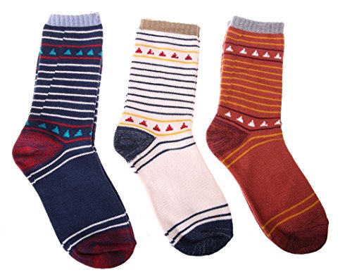EBMORE® Women's Vintage Casual Cotton Crew Socks 3 Pairs (B)