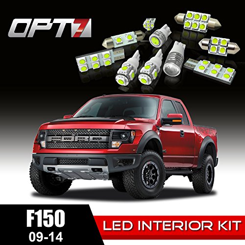 OPT7 12pc Interior LED Replacement Light Bulbs Package Set for 09-14 Ford F150 | White