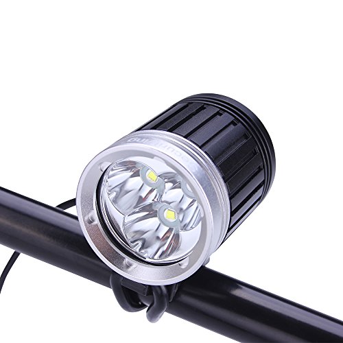 SecurityIng 3 x XM-L T6 LED 1800Lm LED Headlamp & Bicycle Light with 4400mAh Battery Pack