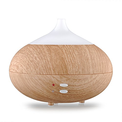 [Upgraded 280ml] VicTsing® 280ml Aromatherapy Essential Oil Diffuser, Portable Ultrasonic Cool Mist Aroma Humidifier with 7 Color-Changing LED Light, Waterless Auto Shut-off Fuction for Home Office Bedroom - Light Brown