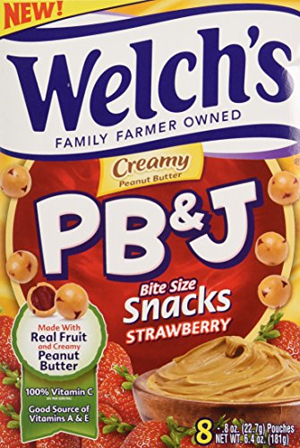 Welch's, Creamy, PB&J, Strawberry Bite Size Snacks, 8 Count, 8oz Box (Pack of 4)