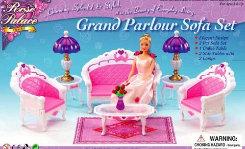 Barbie Size Dollhouse Furniture- Living Room Grand Parlour Sofa Set