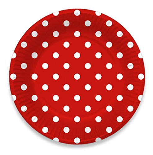 LolliZ® 9 Paper Plates. Red/ Polka Dots, 12-Pcs