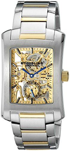 Stuhrling Original Men's 8144C2B.332G131 Classic Gatsby Elite Mechanical Skeleton Gold Tone Dial Watch