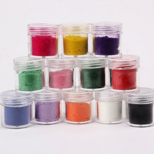 Set of 12 Color 3D Velvet Flocking Powder - Velvet Manicure Nail Art Polish Kit By Catalina-